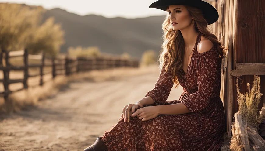 Boho Maxi Dresses Paired with Distressed Cowboy Boots