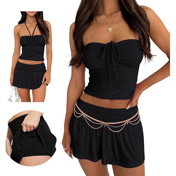 Tube Tops Matched with Flirty Ruffled Mini Skirts