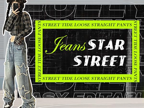 Logo-Heavy Sweatshirts with Baggy Denim Pants