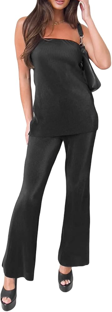 Off-The-Shoulder Sweaters with Wide Leg Crop Pants