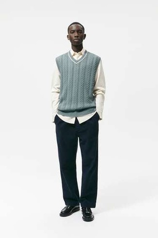 Vintage Knit Vest Styled with Long Sleeve Tee