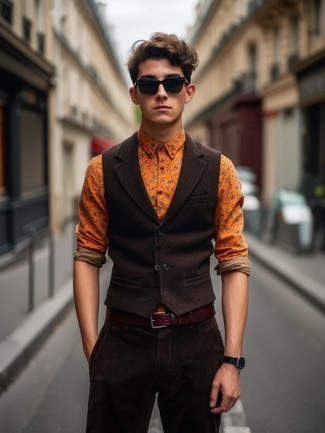 Corduroy Pants with Soft Button-Up Shirt Combo