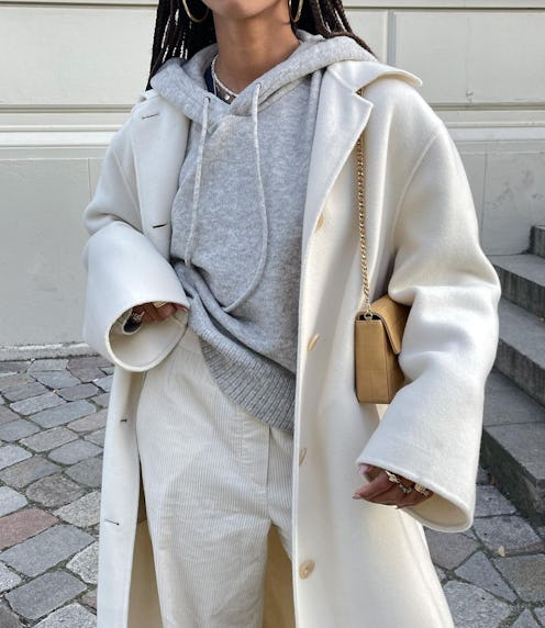 Cozy Hoodie Under a Checked Wool Coat