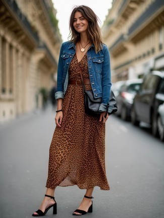 Casual Daywear Crochet Dress with Denim Jacket Combo