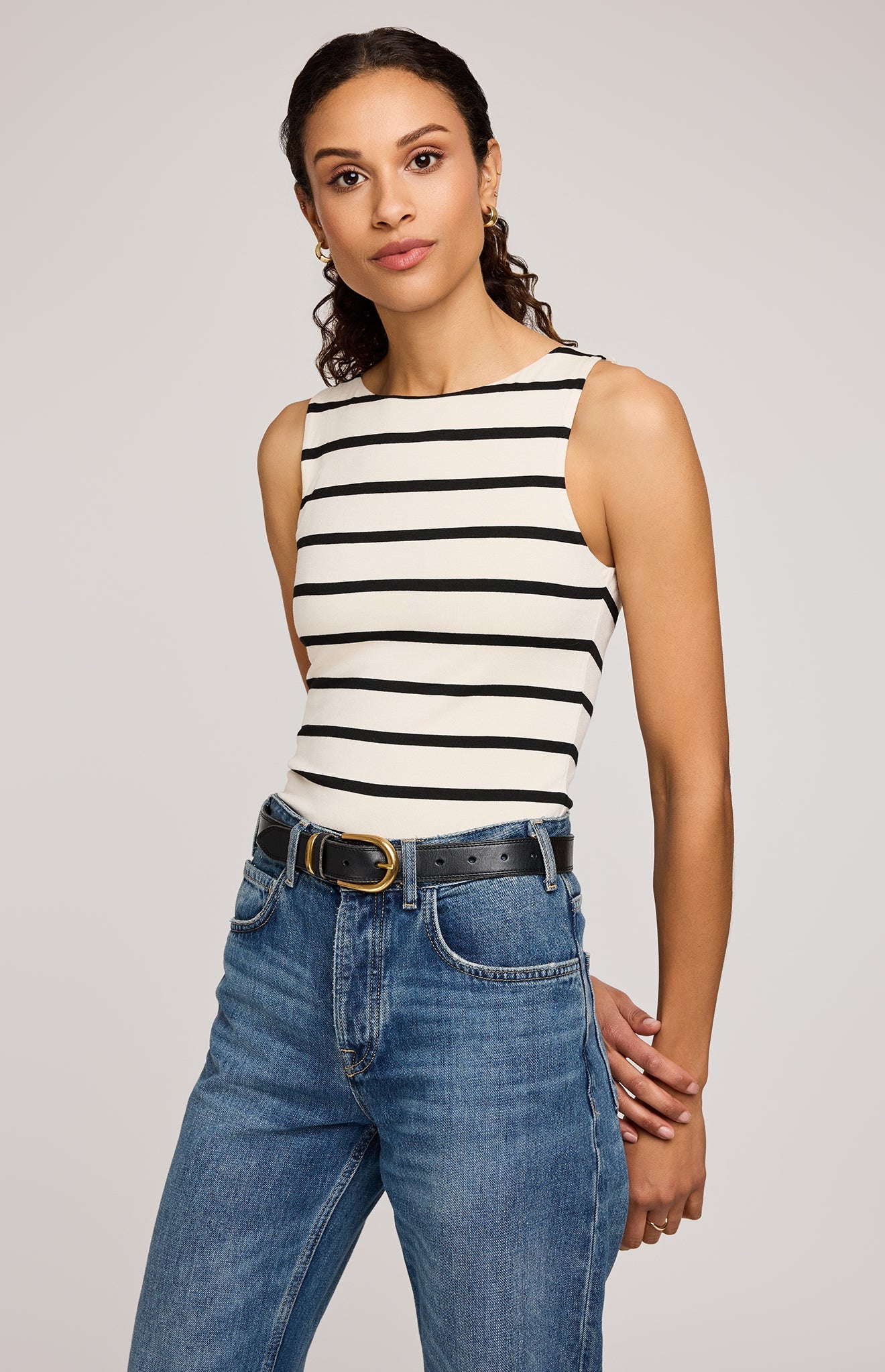 French-Inspired Charm: Striped Boat Neck and Cropped Khakis