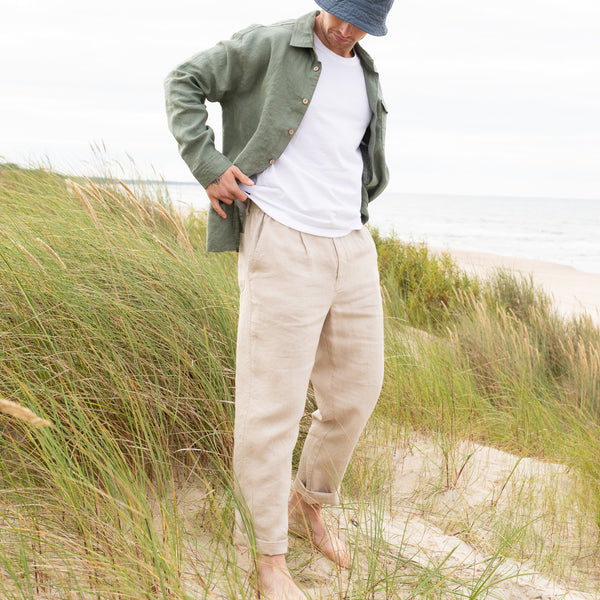 Summer Breeze: White Linen Shirt with Lightweight Khakis