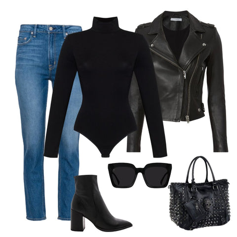 Layered Luxe with Leather Jackets and Chunky Turtlenecks