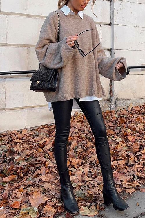 Cozy Weekend: Oversized Turtleneck Sweater with Leggings