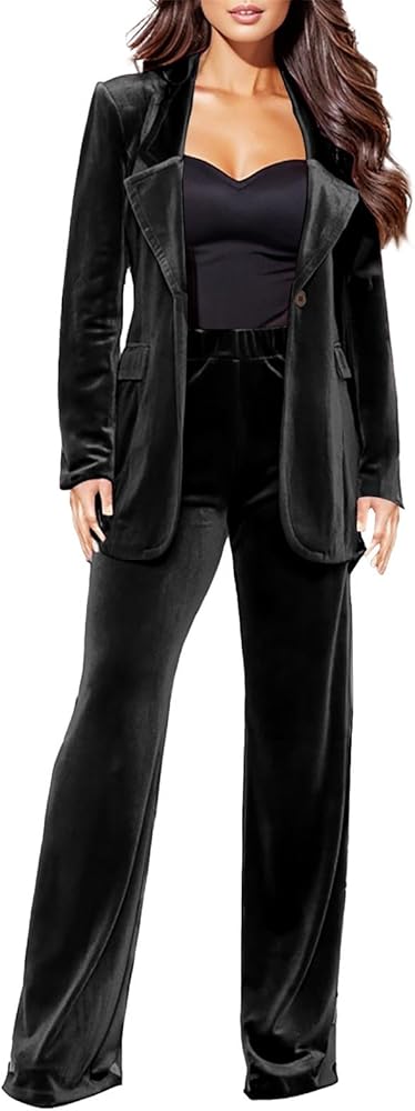 Velvet Blazers with Wide-Leg Trousers for Effortless Chic