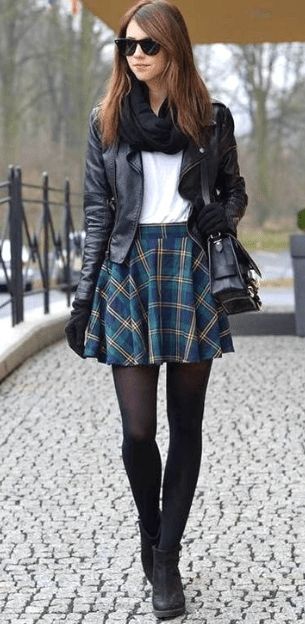 Plaid Blazers Paired with Sleek Leather Skirts