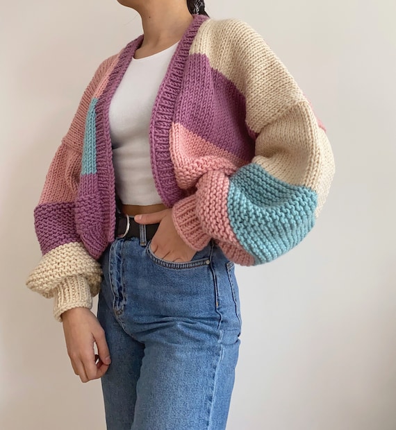 Soft Pastel Poplin Skirt Paired with a Chunky Knit Sweater