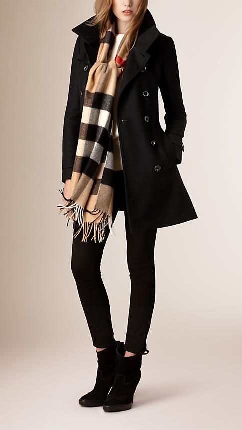 Plaid Scarf and Trench Coat Combo for Timeless Elegance