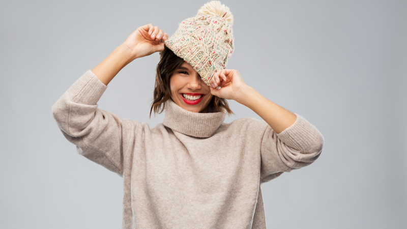 Statement Knit Hats with Coordinated Gloves