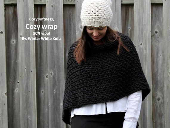 Chunky Knit Layers Under a Wool Wrap Coat