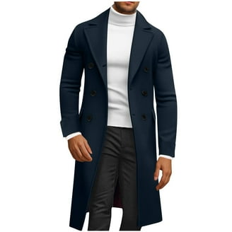 Classic Elegance: Double-Breasted Navy Coat Glam