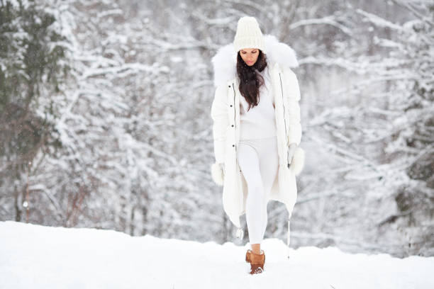 Winter Whites: Snowy White Parka with Knitwear