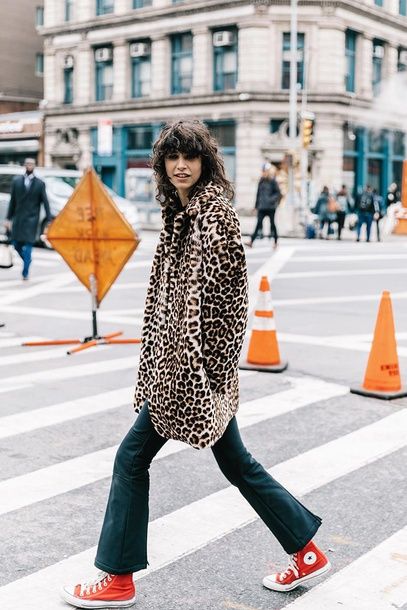 Playful Prints: Animal Print Coat with Denim