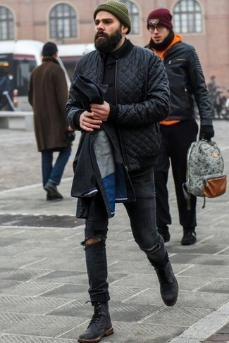 Sporty Winter Boots Paired with Quilted Bomber Jackets