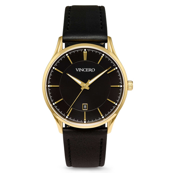 Gold Wristwatch with Leather Strap