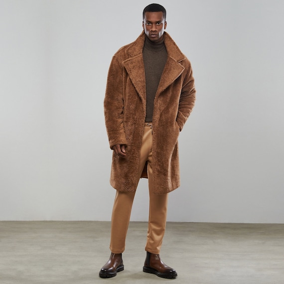 Classic Camel Trench with Cozy Knits