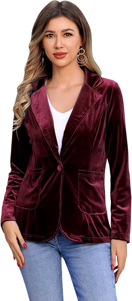 Textured Velvet Blazer with Slim Fit Jeans