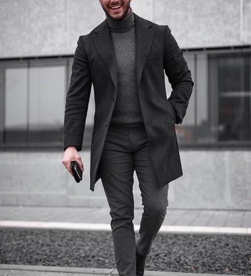 Monochrome Gray Ensemble with Statement Scarf