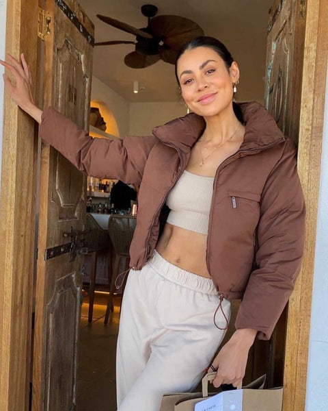 Sporty Vibes with a Cropped Puffer and High-Waisted Joggers