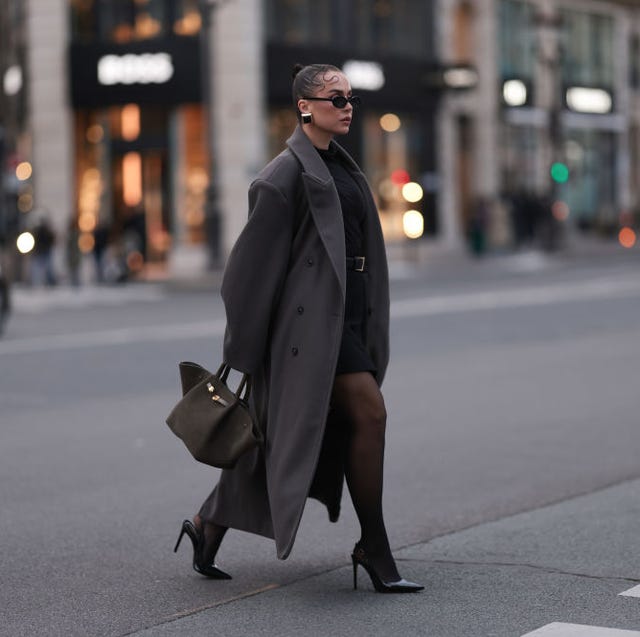 Chunky Knit Sweater Dress Paired with Opaque Tights
