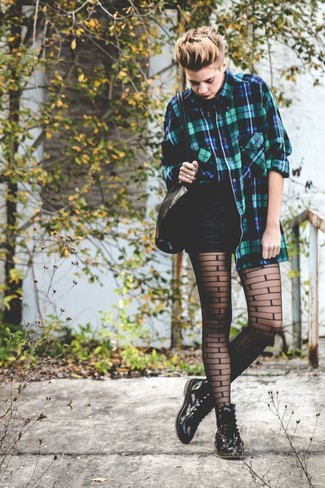Plaid Dress and Sheer Nude Tights for Soft Layers