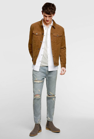 Casual Cool with White Tee and Distressed Jeans