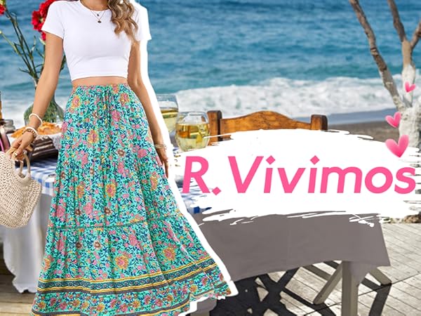 Flowy Boho Maxi Skirts with Floral Prints
