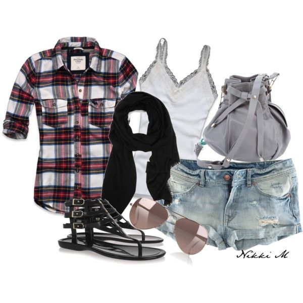 Flannel Scarves Draped Loosely Around the Neck