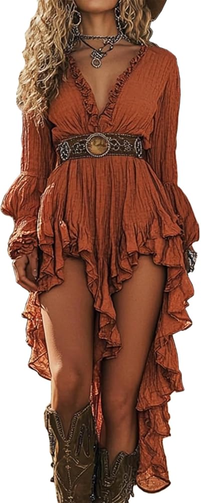 Western-Inspired Midi Dresses with Ruffles