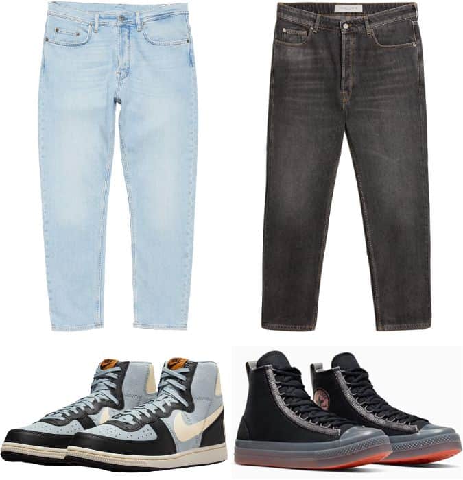Sporty Chic with High-Top Sneakers and Rolled Hem Shorts