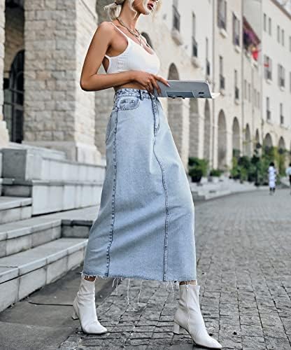 Boho Vibes in a Frayed Jean Skirt and White Sneakers