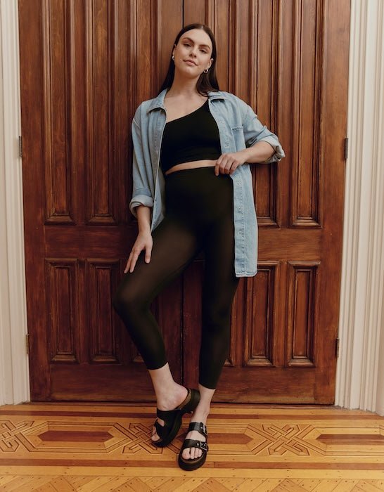 Sporty Edge with Black Leggings and Sneakers