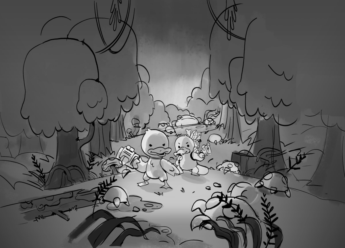 Blazing Beaks Key Art Sketch