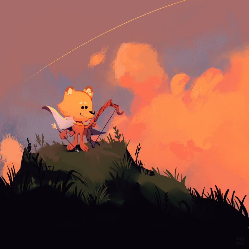 Little fox with a bow