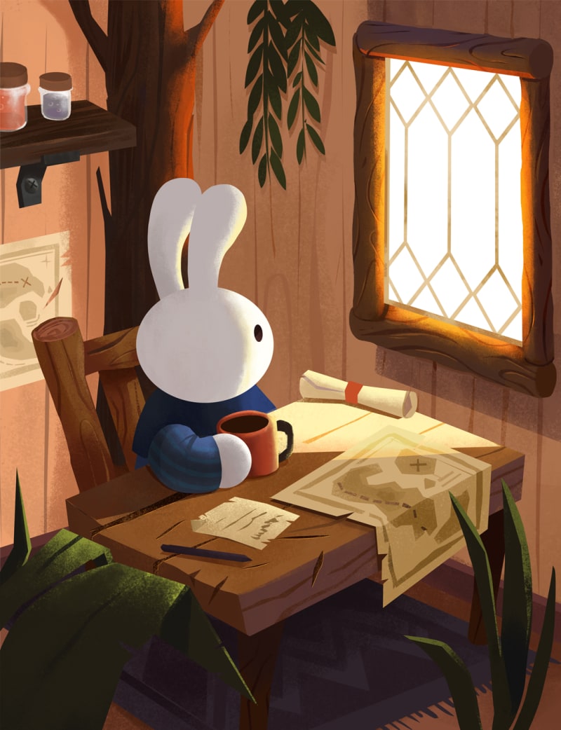 Little bunny looking out the window