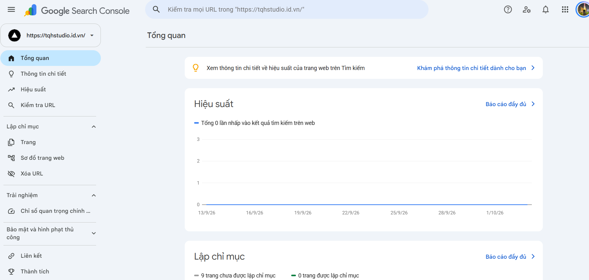 Bảng điều khiển tối ưu Google Search Console và Core Web Vitals