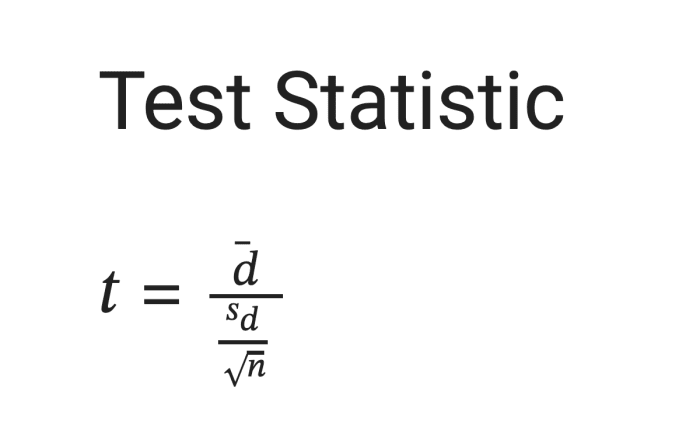 Paired Samples T-test Test Statistic
