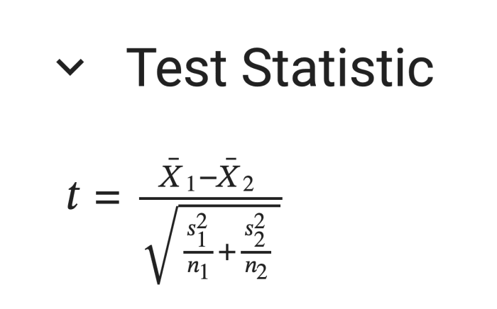 Two Sample T-Test Test Statistic