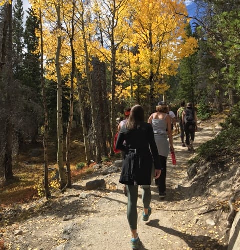 womens recovery hike in the mountains
