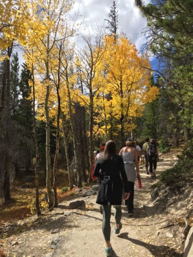 womens recovery hike in the mountains