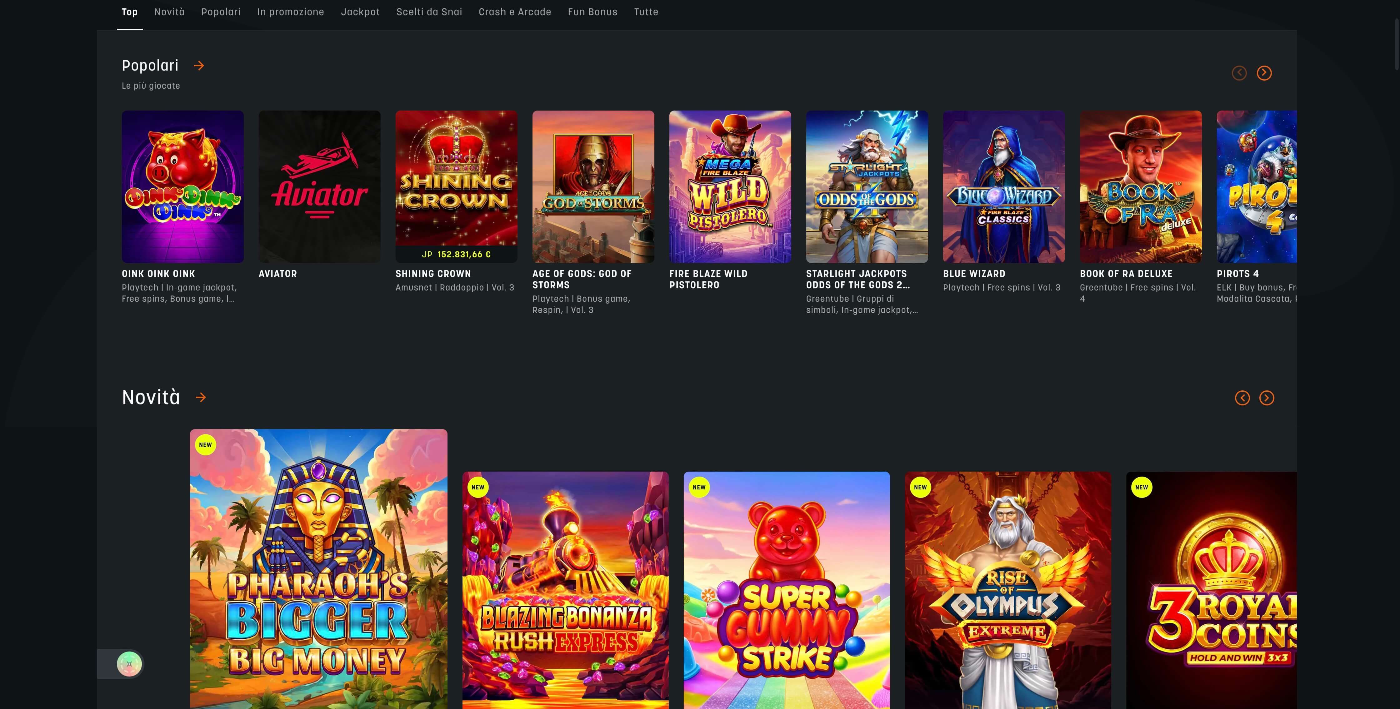 visualizza l'immagine La sezione slot del casino online Snai in anteprima ingrandita o ridotta