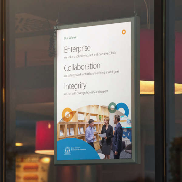Small Business Development Corporation values poster design