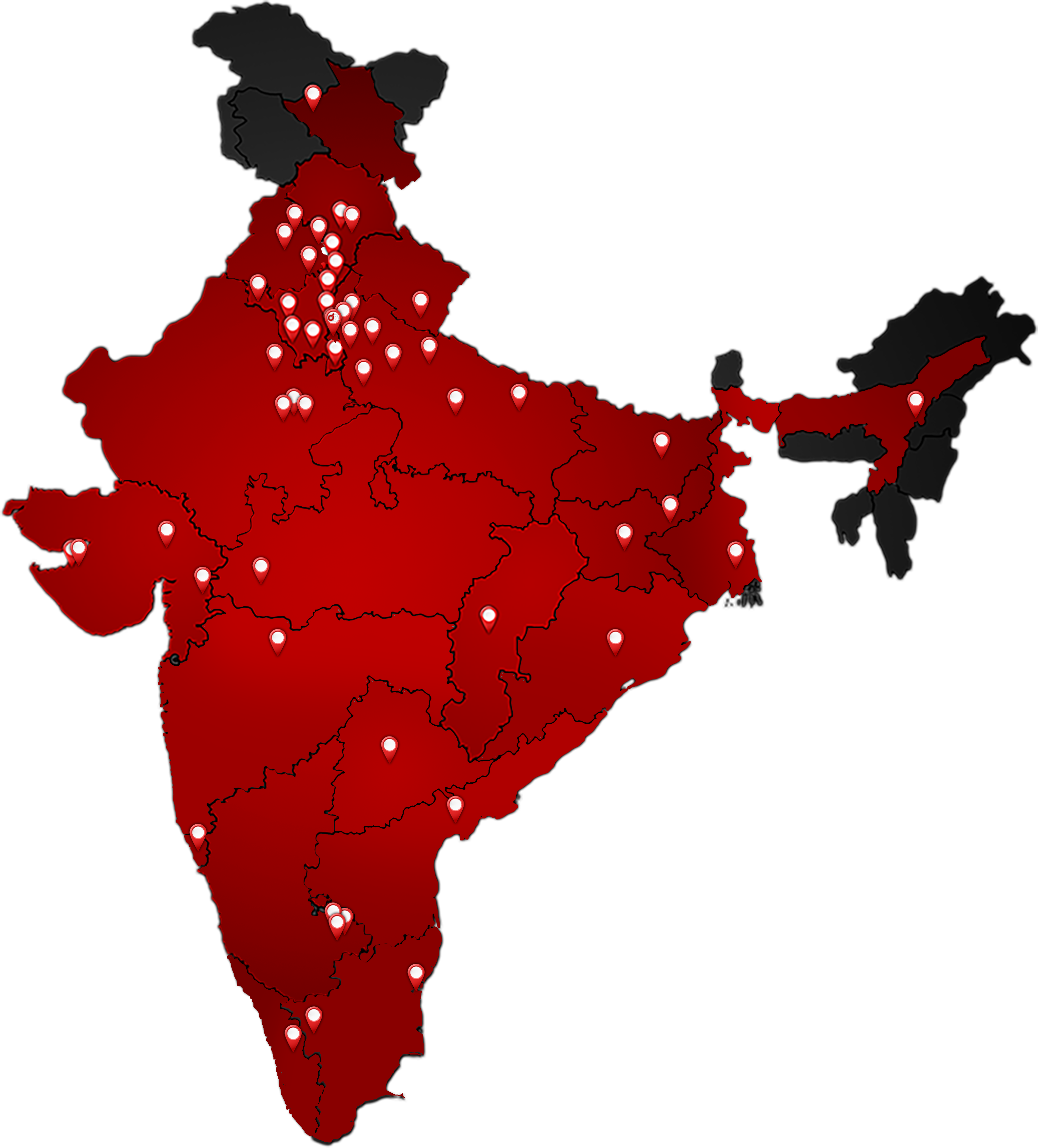 India map showing Detailing Street franchise locations