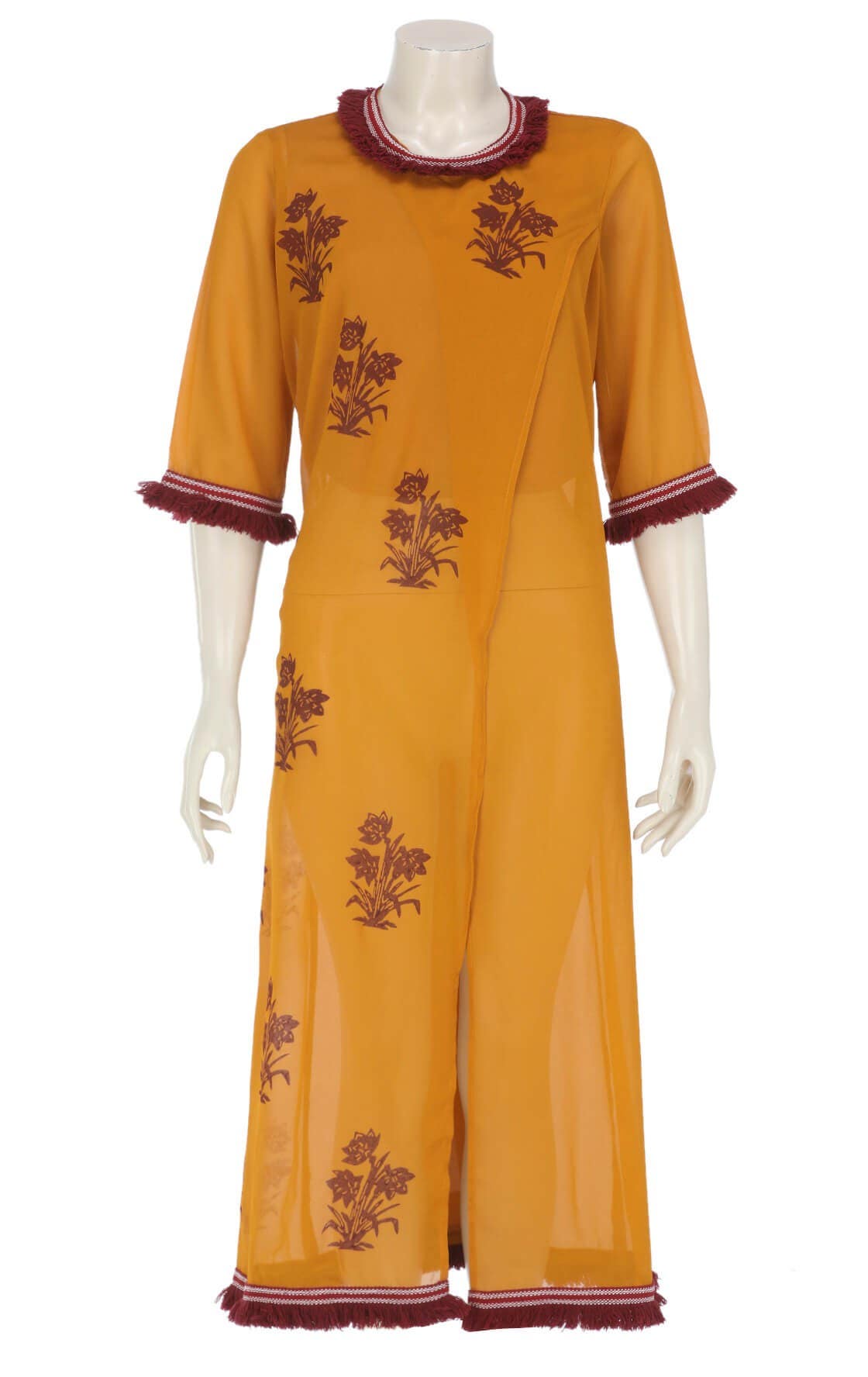 Mustard Printed Georgette Kurta