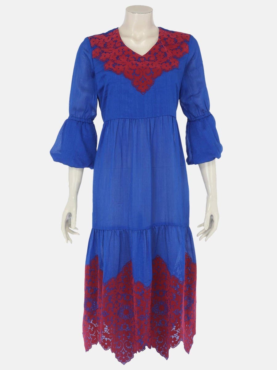 Blue Printed Silk Kurta