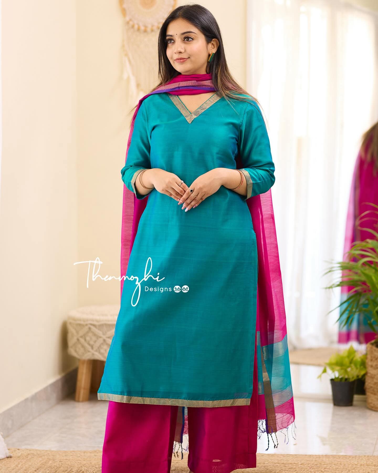 Purple Printed and Embroidered Cotton Shalwar Kameez Set